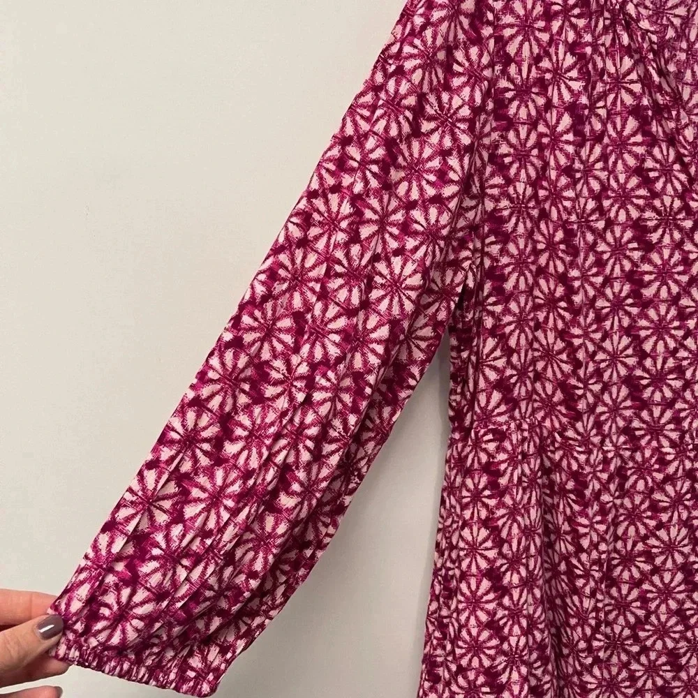GAP NWOT Floral Pink Boho Babydoll Lined Long Sleeved Dress- Size L - Picture 3 of 7